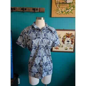 Volup vintage 70s short sleeve dagger collar polyester button up size XL